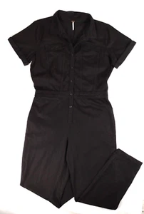 Young Fabulous and Broke YFB Denim Jumpsuit Black size L Rolled Short Sleeve - Picture 1 of 14