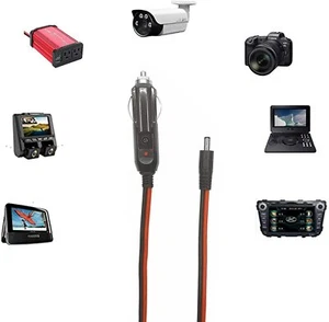 DC Car Charger Power Cigarette Lighter to 5.5mm x 2.1mm Male Adapter Cable Kit - Picture 1 of 9