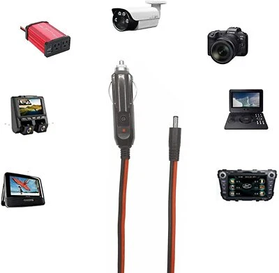 DC Car Charger Power Cigarette Lighter to 5.5mm x 2.1mm Male Adapter Cable Kit - Image 1 of 4