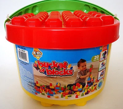 AMLOID,KIDS @ WORK,BUCKET OF BLOCKS,20 BIG BUILDING BLOCKS,6 COLORS,KIDS 1+, NEW - Image 1 of 4