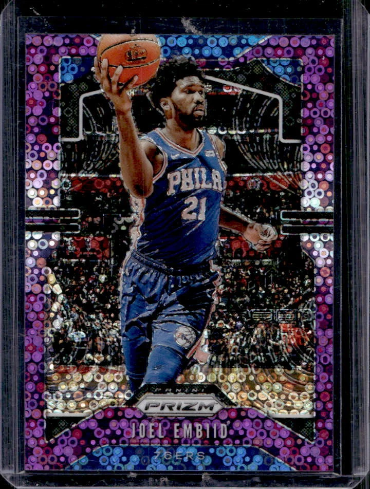 2019-20 Panini Prizm Joel Embiid Purple Fast Break Prizm #69/75 76ers