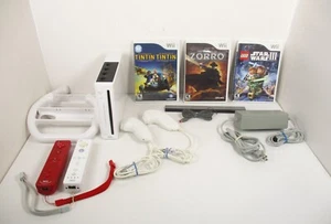 Consola Nintendo Wii Paquete Sistema RVL-001 (EE. UU.) Blanco Wii 3 Juegos - Imagen 1 de 12