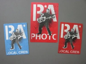 Bryan Adams backstage pass satin stickers THREE "BA" Local Crew OTTO ! - Picture 1 of 1