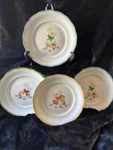 Williams Sonoma Spring Easter Bunny plates set of 4 salad dessert plate - Picture 1 of 8