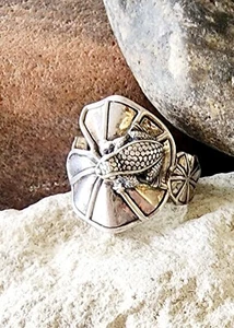 Größe 7 Sterlingsilber KC Studio 2011 Barry Kieselstein Kordel Frosch Lilie Pad Ring - Bild 1 von 6