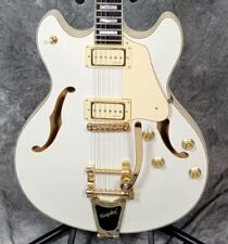 SUPER RARE White/Gold Schecter Corsair Custom Hollowbody Guitar w/Bigsby! for sale