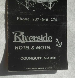 1960er Riverside Hotel & Motel Perkins Cove Ogunquit ME York Co Streichholzschachtel Maine - Bild 1 von 1