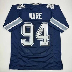 Autographed/Signed Demarcus Ware Dallas Blue Football Jersey Beckett BAS COA - Picture 1 of 4