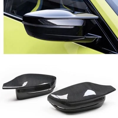 Black Carbon Fiber Mirror Casing Cover For BMW 3/5 Series G20 G22 G30 2017-2020 - Image 1 of 4