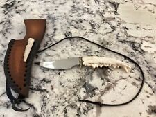 Olsen hunter knife Jawbone handle w/brass bolster Bodean sheath 4 inch blade