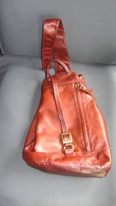 SVEN Berkeley USA Red Brown Soft Pebbled Leather Adjustable Backpack Sling Back - Picture 1 of 12