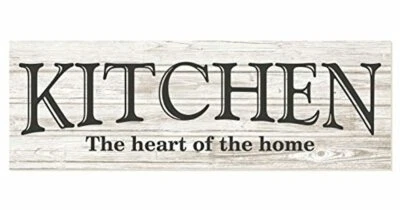"Kitchen The Heart of The Home" Rustic Wood Wall Sign 6x18 (White) - Image 1 of 2