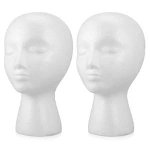 2Pcs foam modeling White Head Model Foam Mannequin Stand Form Wig Hat Scarf - Picture 1 of 11
