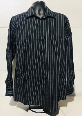 Camisa masculina Kenneth Cole Reaction com botões grande 16.5 34/35 azul manga longa - Imagem 1 de 4