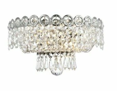 Wall Sconce Crystal and Chrome Bathroom Vanity Dining Room Light Fixture 12" - Image 1 of 4