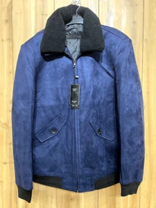 Chaqueta de terciopelo azul marino con cuello de piel para hombre eCollection eCollection - Imagen 1 de 3