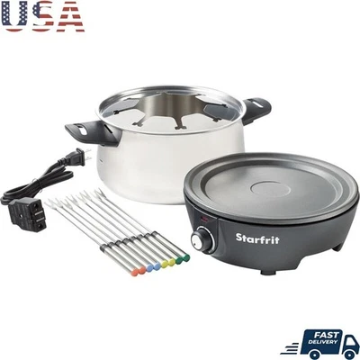 Electric Fondue Set 12 Piece 3.2QT Stainless Steel Temperature Control Safe Use - Image 1 of 4