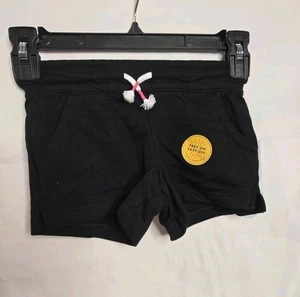 2 pares de pantalones cortos Cat & Jack niñas talla 4T negros mezcla algodón cordón cintura - Imagen 1 de 3