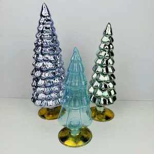 Albero di Natale in Vetro Cody Foster Set 3 Specchio Trasparente Decorazione da Tavolo 8"-11" - Foto 1 di 11