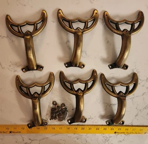 6 Vtg Ceiling Fan Replace Blade Arms Bracket Gold Color For Salvage Parts Screws - Picture 1 of 7