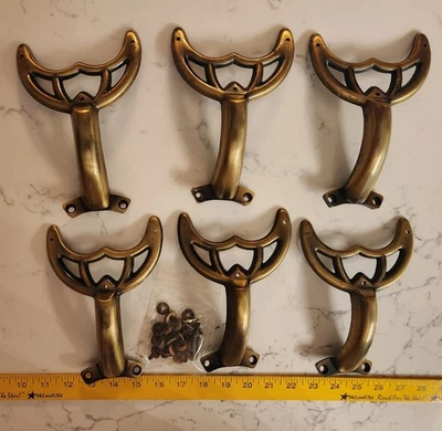 6 Vtg Ceiling Fan Replace Blade Arms Bracket Gold Color For Salvage Parts Screws - Image 1 of 4