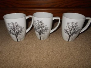 Juego de 3 sombras de madera Corelle Coordinates taza de café de árbol de porcelana taza de té blanca - Imagen 1 de 3