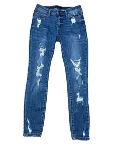 Pantalones de mezclilla para mujer Judy Blue talla 7/28 azul elástico calce ajustado desgastados - Imagen 1 de 13