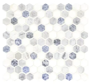 Azula 1 in. Hexagon 12 in. x 12 in. x 0.38 in. Polished Marble Mosaic Tile - Picture 1 of 10