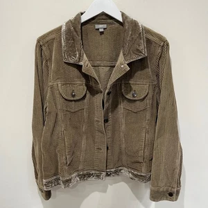 J Jill Damen Cord Sakko Braun Samtbesatz Knopfleiste Größe L Baumwolle Freizeit - Bild 1 von 6