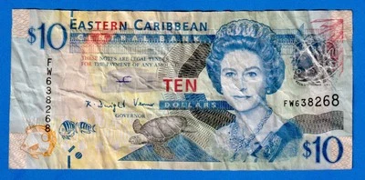Eastern East Caribbean $10 2012 P-52a Circulated Note QE II FW638268 - Image 1 of 4