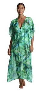 Lauren Ralph Lauren Women's Flutter-Sleeve Midi Caftan Cover-up Lg Green Tropica - Picture 1 of 6