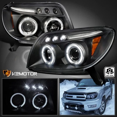 Black Fits 2003-2005 Toyota 4Runner Sport LED Halo Projector Headlights Lamps - Image 1 of 4