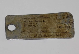 Vintage South Carolina Metal Driver's License Batesburg SC Collectors L@@K - Picture 1 of 2