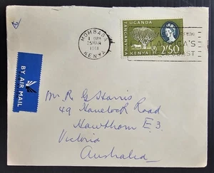 1961 Uganda Kenya Tanganyika Airmail Cover 2.5/- stamp cd Mombasa - Picture 1 of 2
