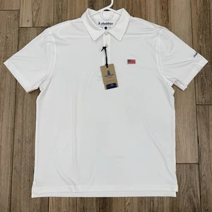 Chubbies Mr Fantastic White Performance Polo Golf Shirt Size L NWT American Flag - Picture 1 of 7