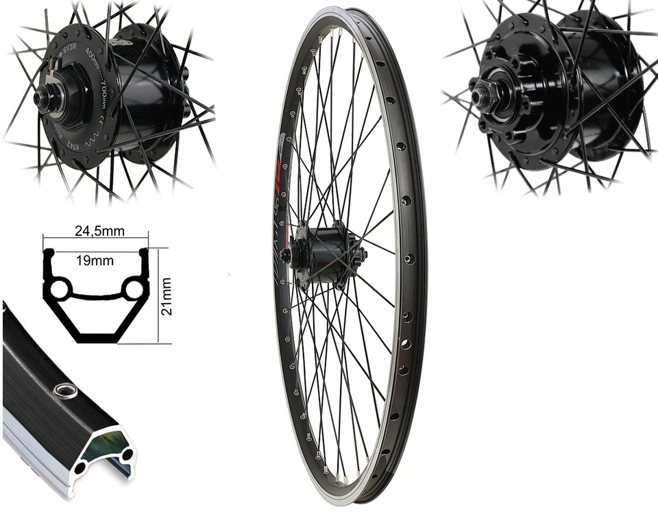 Vorderrad MTB 26" Nabendynamo 6 Loch Disc Hohlkammerfelge 26 Zoll Scheibenbremse - Bild 1 von 1