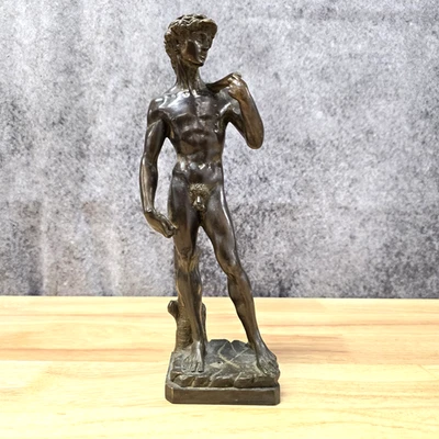 Michaelangelo's David Statue Sculpture 9.5" Tall Bronze Art Artwork - Image 1 of 4