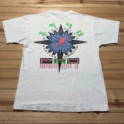 Vintage 1990 OP Pro Surfing Competition Huntington Beach California Shirt Large - Image 1 of 4