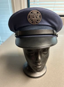 1976 US Air Force Service Cap Sz 6 7/8 Bancroft Blue Military Hat w/ Eagle Badge - Picture 1 of 7