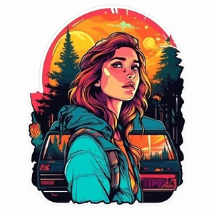 Calcomanía de vinilo para parachoques de ventana de vehículo portátil taza pegatina niña en el bosque - Imagen 1 de 10