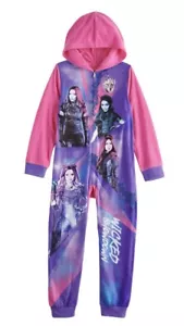 Descendants 3 Girls One Piece Pajamas Size 6 Sleeper Union Suit Mal Evie Audrey - Picture 1 of 1