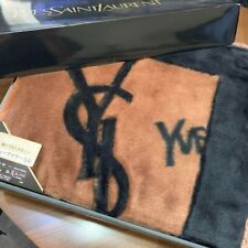 Authentic Yves Saint Laurent Vintage YSL Logo Acrylic Blanket Brown Deadstock