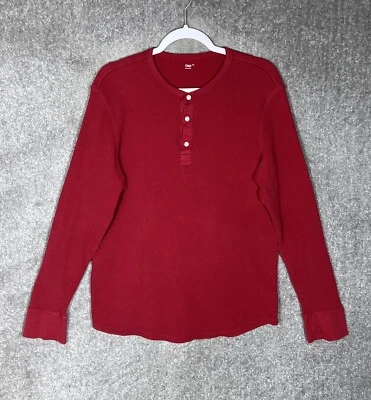 Camisa Henley Gap Manga Larga Tejido Gofre Para Hombre Talla XL Algodón Rojo Foto 1 de 4