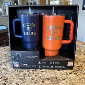 NEW Chicago BEARS NFL Football Travel Tumbler Set 2p 40 oz & 24oz Reusable Cups - Picture 1 of 13