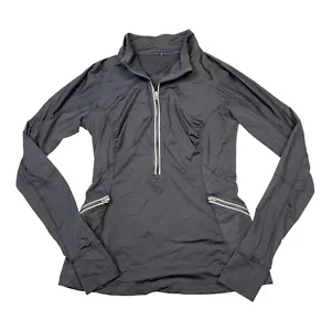 Lululemon Run: Wild 1/2 Zip Long Sleeve Pullover Floral Mesh Back Black 8 - Picture 1 of 7