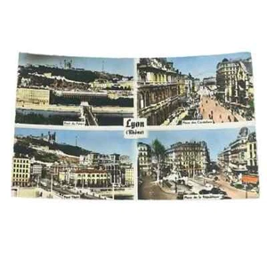 Postal RPPC tintada a mano multi-vista Lyon Ródano Francia c1958 A117 - Imagen 1 de 3