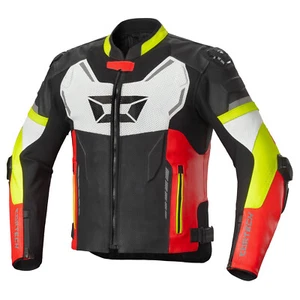 Cortech Revo Sport Air Mens Leather Motorcycle Jacket Red/Hi-Vis LG - Picture 1 of 2