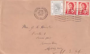 1963 British Hong Kong China commercial letter to US with 2 5c and 1 20c QE II - Picture 1 of 4