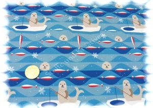North Pole Seal Stretch-Jersey blau Hilco Jersey Seehund Kinderstoff 50 cm Nähen - Bild 1 von 1