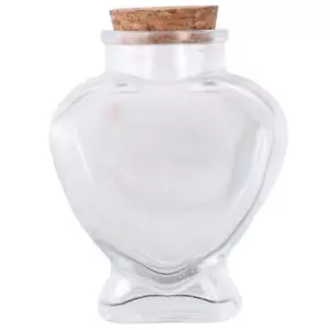 Mini Glass Heart-Shaped Bottles with Cork Stoppers Small Glass Bottles Jars - Picture 1 of 7
